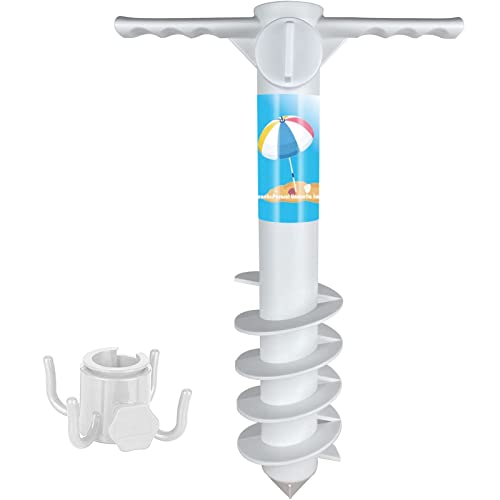 Mikytoper Beach Parasol Base, Spiral Sand Anchor for Parasols, Beach Parasol Stand Screw Anchor with Handle for Beach/Sand/Grass/Land, for 25-37
