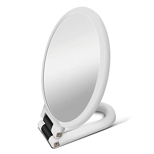 Magnifying Hand Held Mirror, 1x/10x Double Side Magnifying Makeup Mirror Folding Magnification Hand Mirror with Handle for Travel Table Desk Bath