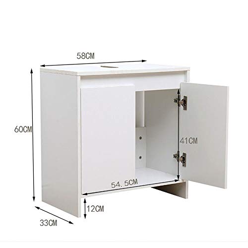 ETNIC ART Vanity Unit for Bathroom 58 (L) x33x60 Kitchen Sink Cabinet in Wood with 2 White Doors Excellent Internal Capacity