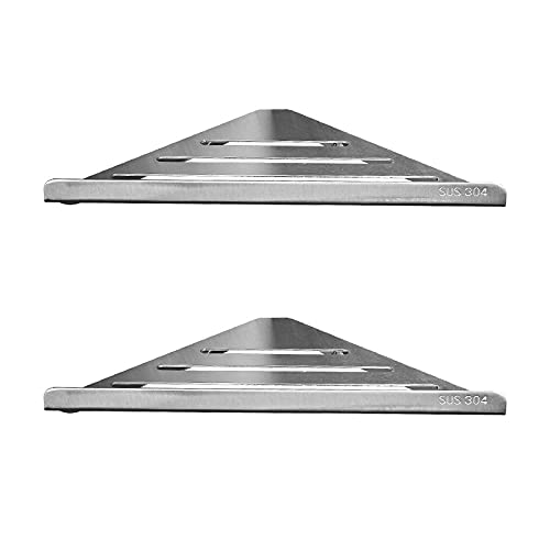 FVRTFT Shower Shelf Stainless Steel Shower Shelves Corner Bathroom Shelving Self Adhesive Wall Mounted No Drilling for bathroom toilet-silver_1 t