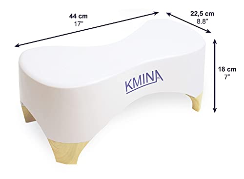 KMINA - Toilet Stool Squat Adult (7 inch), Squatting Toilet Stool for Constipation, Non Slip Poo Stool for Toilet, Hemorrhoids Toilet Stool, Poop