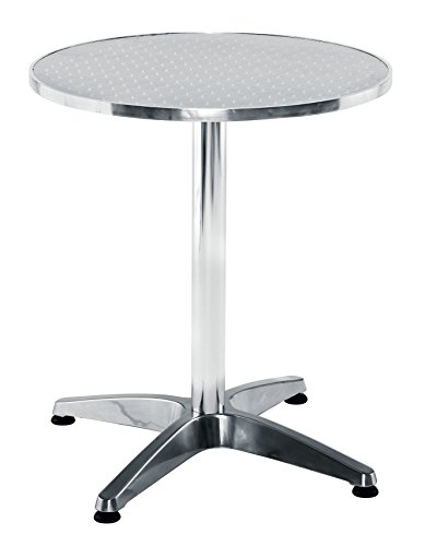 Office Hippo Round Cafe Bistro Restaurant Table, Indoor or Outdoor Use, Metal, 60 cm - Aluminium