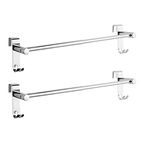 EMKE Retractable Towel Rail, Bathroom Over the Door Hanging Towel Rack with Hooks, Stainless Steel Sink Towel Holder with Adjustable Length, Radi
