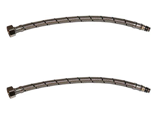 Aumix x2 (Pair) M10 (10mm) x ½” inch BSP 9mm Bore 300mm Flexible Braided Pipe Bathroom Basin Monobloc Mixer Tap Connector Hose WRAS Approved