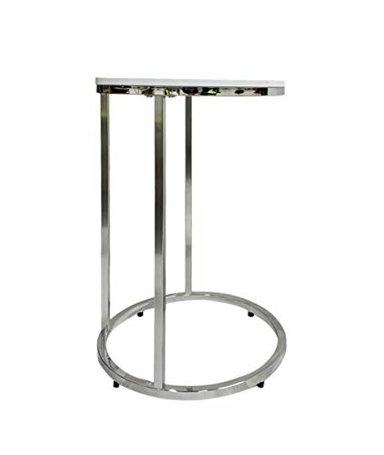 ASPECT Paloma Round Side/End Table, Wooden Tops and Chrome Base (White), Wood, 40 dia x 62.2(H) cm