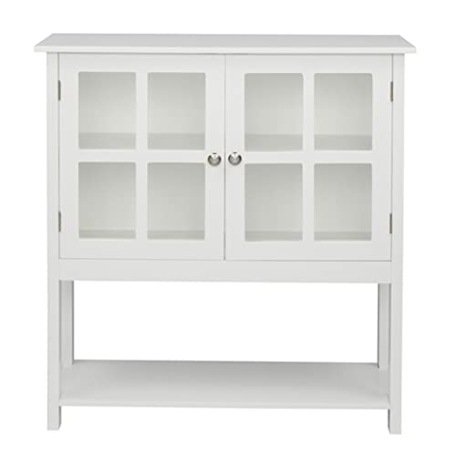 DSHGDJF MDF CNC Painted Sideboard Transparent Double Door Double Internal Compartment With Bottom Storage Shelf