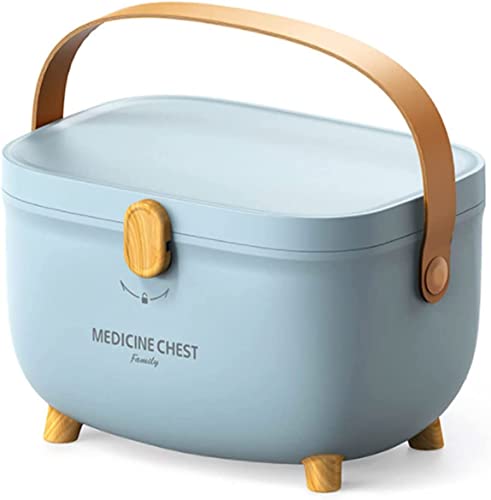 Les-Theresa Medicine Storage Box, Plastic Oval First Aid Box, Double Layers Multi Grid Large Capacity Medical Organizer, Emergency Bins for Home,