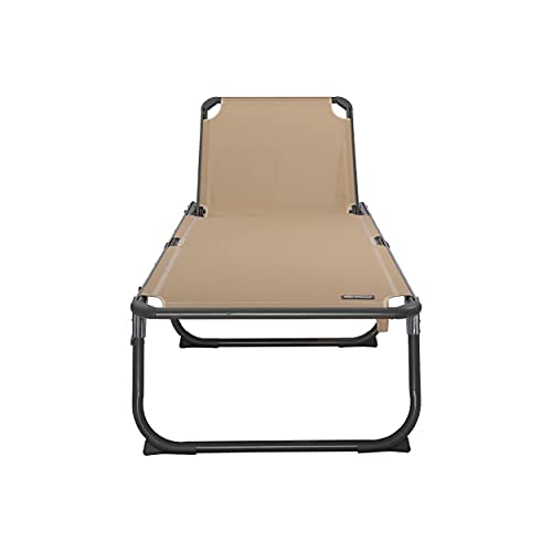 Homecall XXL Aluminium Sun Lounger, Textilene Fabric, 200 x 70 cm, Max Load 150 kg - Beige