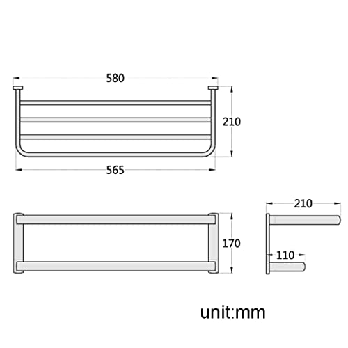 HIGOH Towel Racks, Bathroom Towel Rack Wall Mounted Towel Holder,Electroplating Bright Chrome Plated Copper Material Simple Bathroom Towel Rack