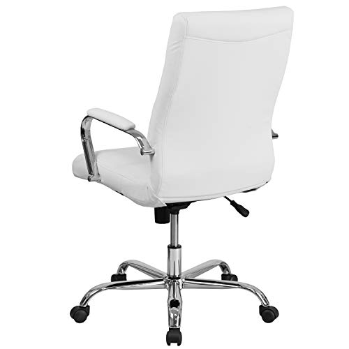 Flash Furniture Executive Office Chair, Ergonomic Office Chair, Contoured and Height Adjustable Leather Seat, High Back, Chrome Arms and Tilt Loc