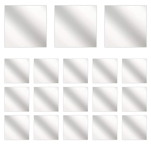 PengLAI Wall Mirror Bathroom Mirror,18 Pcs Flexible Mirror Sheets Self-adhesive Plastic Mirror Tiles Wall Adhesive Mirrors for Home Decoration (5