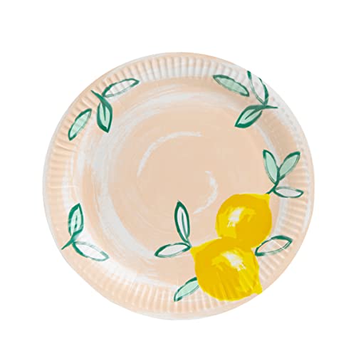 Recyclable Paper Table Cover |Summer Themed Disposable Tropical Tablecloth, Tableware Decorations Lemon & Orange Citrus Design, Alfresco Dining,