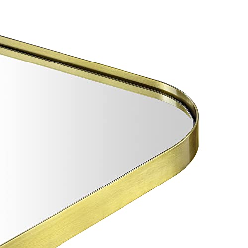 EGHOME Brushed Gold Arched Recessed Bathroom Medicine Cabinet with Mirror Stainless Steel Metal Framed Rectangular Bathroom Cabinet with Mirror 1