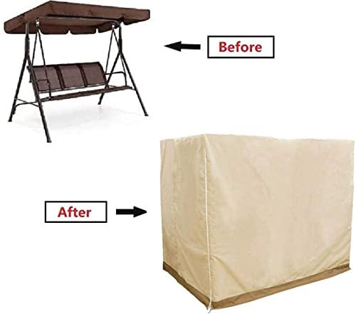 RICHIE 3 Seaters Large Garden Swing Cover Waterproof with Zips, Hammock Garden Cover Green 215x150x150cm, Outdoor Swing Cover UV Resistant Swing