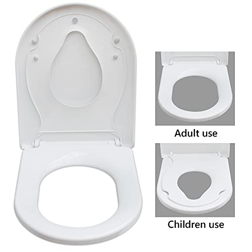 Family Toilet Seat with Child Seat Built-in , Soft Close Toilet Seat , Removeable Potty Training Toilet Seat for Toddler with Release Quick Clean