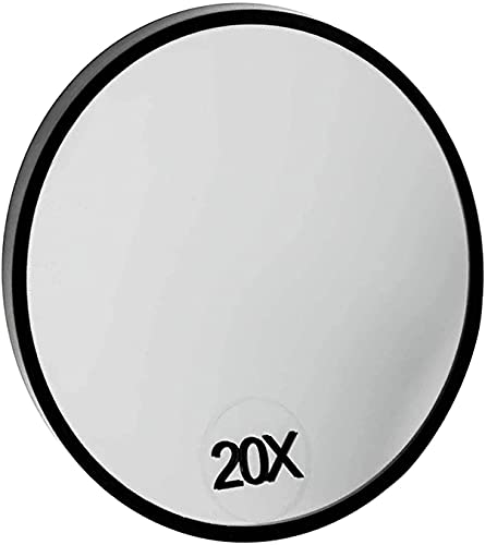 RMTL 20x Magnifying Mirror With Suction Pads| Small Compact Magnification Mirror Eye Makeup | Professional Pocket Vanity Eyebrow Tweezing
