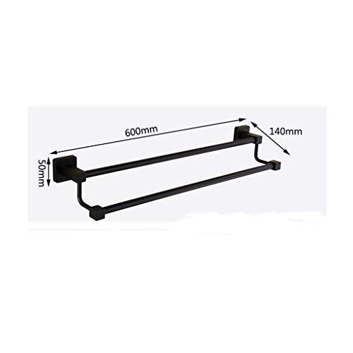 SMLJLQ Black towel rack European style bathroom stainless steel double towel towel rack