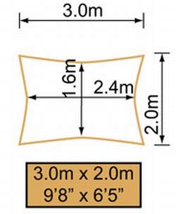 Kookaburra Waterproof Garden Sun Shade Sail Canopy in Ivory 98% UV Block (3m x 2m Rectangle)