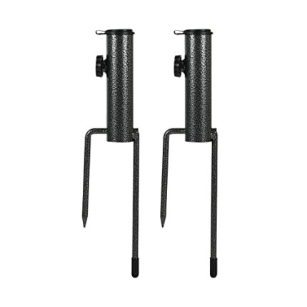 Soekodu 2 Pieces Patio Umbrella Steel Anchor with 2 Spike, Umbrella Ground Spike, Metal Sun Umbrella Ground Stake Adjustable Multifunction Paraso