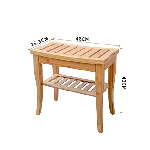 JJZXD Household Bathroom Stool Solid Wood Waterproof Shoe Changing Stool Storage Stool Anti-corrosion Storage Shelf Bath Tray