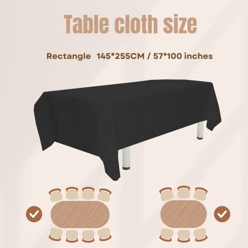 MLMOMVME Black Table Cloth Rectangle 145 x 255cm Large Party Polyester Table Cover Weddings Picnic Baby Shower Birthday Indoor Outdoor Tablecloth