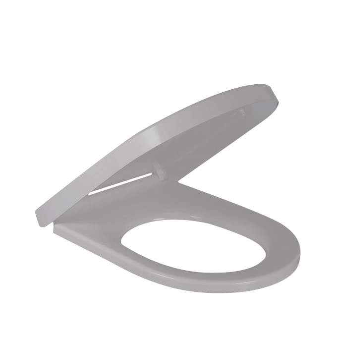 RAM ONLINE Grey Soft Close Toilet Seat D Shape Quick Release Anti Bacterial Soft Close D Shape Bathroom WC Toilet Seat