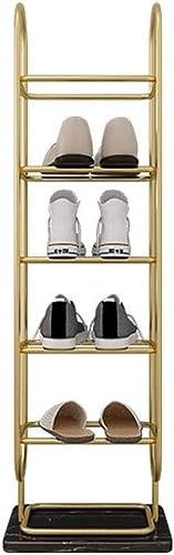 KRHINO Shoe Rack Nordic Light Luxury Iron Shoe Rack Marble Base Shoe Shelf Multilayer Home Entrance Living Room Shoe Storage (Color : Gold White,