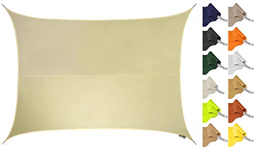 Kookaburra 5m x 4m Rectangle Water Resistant Garden Patio Sun Shade Sail Canopy 96.5% UV Block with Free Rope (Charcoal)