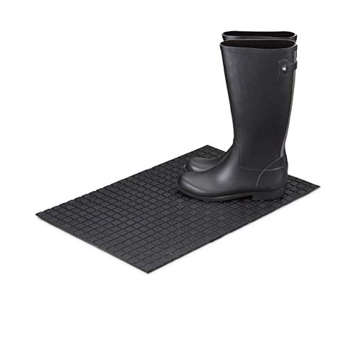 Relaxdays Rubber Doormat 60 x 40 cm Floor Mat Made Completely of Anti-Slip Rubber Welcome Mat for Indoors & Outdoors, Black