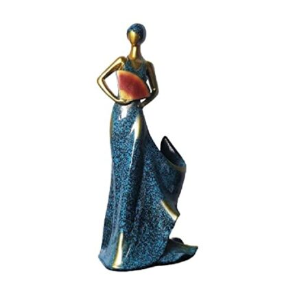 European Nordic Style Wine Rack Folding Fan Beauty Girl Statue Resin Figurines Champagne Bottle Holder Desktop Decor Resin Wine Rack