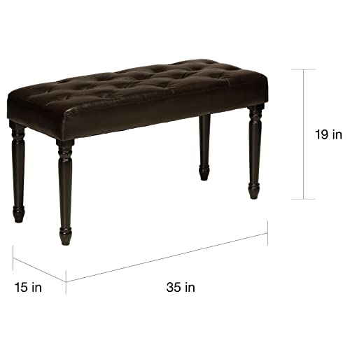Cortesi Home Franz Tufted Ottoman Piano Bench, Espresso Brown