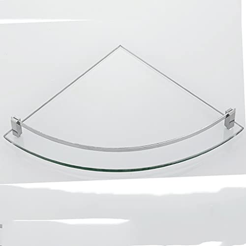 RSOCHS Bathroom 2-Tier Glass Corner Shelf with Towel Bar Wall Mounted Extra Thick Tempered Glass