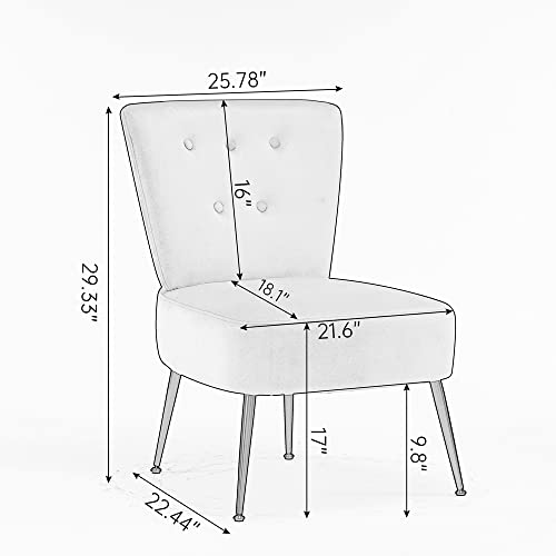 LIUZH Velvet Fabric Upholstered Trundle Chair With Black Metal Legs Dining Room Living Room Bedroom, Light Blue