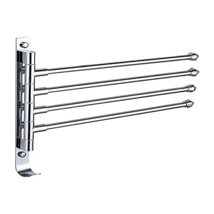 -Shelf,Towel Rack Towel Rack, Free Perforated Rotating Towel Rack,Bathroom Stainless Steel Movable Towel Rail, Four-Bar Bathroom Kitchen, Wall-Mo
