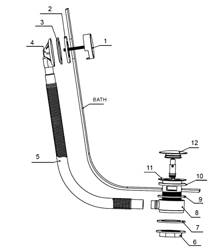 Sandy Beach Brushed Chrome Bath Waste and Overflow Kit: Bath Overflow, Pop Up Bath, Bath Waste and Overflow, Chrome Bath Waste, Bath Overflow Kit