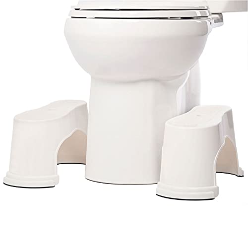 EVRON Toilet Stool 7" Bathroom Squatting Toilet Step Stool for Potty Assistance,Original Compact Flexible Distance Adjustment Poop Stool Stackabl