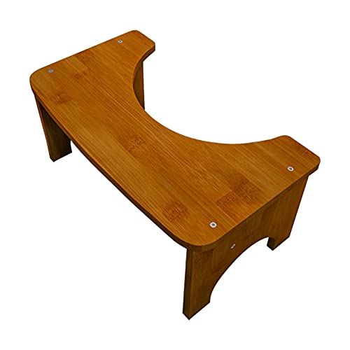 Fiacvrs 35 Degree Heavy Duty C Shape Hunkering Pooping Bamboo Toilet Stool for Bathroom