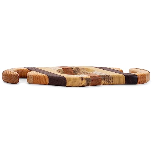 Elanze Designs 711 2-Glass Wine Bottle Holder Striped Brown 11.5 x 5 Inch Wood Caddy Stand