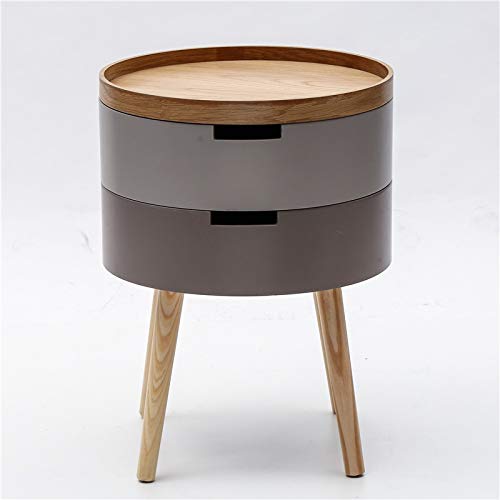 JYDQM Bedroom Small Simple Bedside Table Round Bedside Table, Side Table Double Drawer Bedside Table