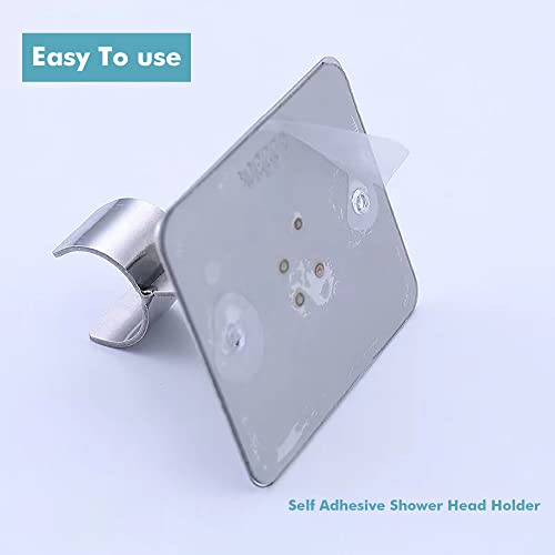 Adhesive Handheld Shower Head Holder Stainless Steel Showerhead Bracket Adjustable Shower Spray Holder Wall Mount Shower Wand Holder Universal Dr