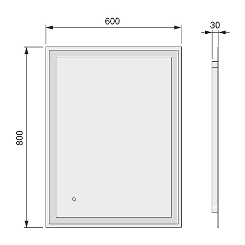 Emuca - Heracles bathroom mirror with LED front and decorative lighting (AC 230V 50Hz), 34 W, Aluminium and Glass