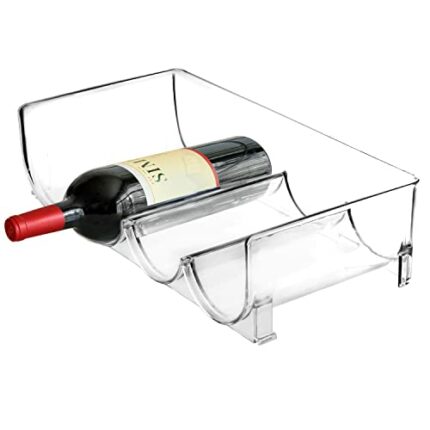 Youngever Plastic Water Bottle Organizer, Clear Bottle Rack Organizer, Plastic Wine Rack, Stackable 4 Bottle Storage Holder Rack for Water, Wine