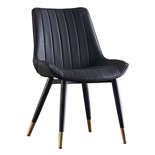 Modern PU Leather High Back Padded Soft Seat Metal Legs Office Living Room Counter Lounge Dining Chair (Color : Brown)