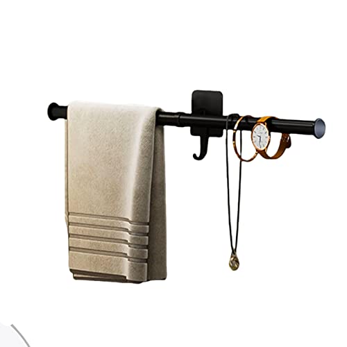 eeee Aluminum, Stainless Steel Self Adhesive Kitchen or Bathroom Towel Rail Wall Mounted Towel Holder Bath Towel Rail for Bathroom Matte Black Mo
