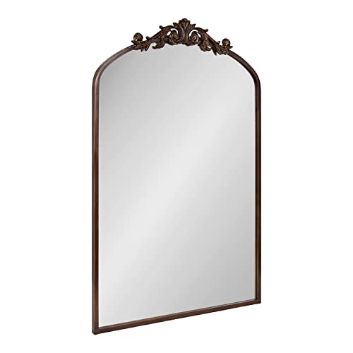 Kate and Laurel Arendahl Traditional Arch Mirror, 24 x 36, Antique Black, Baroque Inspired Wall Decor
