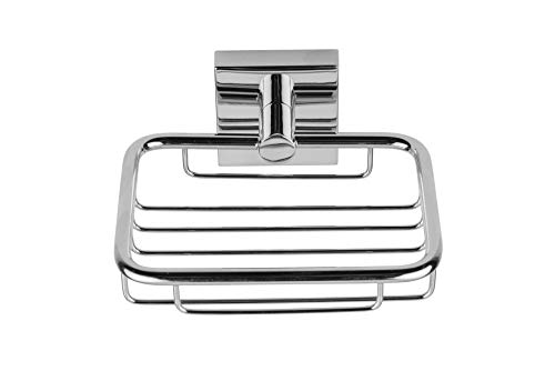 Croydex Flexi-Fix Chester Soap Basket, Zinc Alloy, Silver, 54 x 130 x 120mm