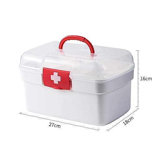 Hpory Medicine Storage Box, Portable Medicine Box Medicine Organiser Box with Handle Buckle, Layering First Aid Medicine Box Dustproof Medicine O
