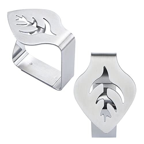 Table Cloth Clip,4 PCS Leaf Design Tablecloth Clamps Stainless Steel Table Cover Clamps Anti-slip Clips for Home Indoor Outdoor Picnic BBQ Weddin