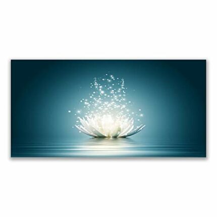 Tulup Glass Splashback for Kitchen - 55.1 in x 27.6 in / 140x70 cm - Cooker Wall Protection Tempered Glass - Lotus Flower Blossom Floral