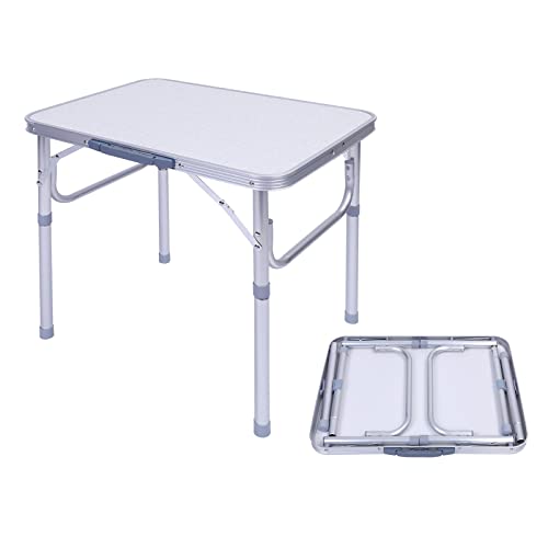 ROSEBEAR Folding Camping Table, Aluminium Portable Foldable Picnic Tables for Outdoor Indoor Kitchen Garden, 60x45Cm, Adjustable Height